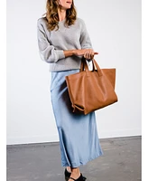 Able Large Foldable East/West Tote Bag, Pebbled Nut