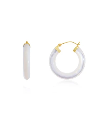 The Lovery Mother of Pearl Hoop Earrings 14K Gold