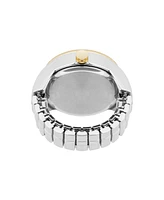 Nine West Women's Quartz Two-Tone Metal Alloy Crystal Accented Dial Ring Watch, 23mm
