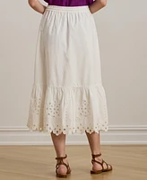 Lauren Ralph Lauren Women's Eyelet Cotton Broadcloth Midi Skirt