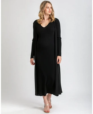Pietro Brunelli Maternity Viscose Knit Side Slits Maxi Tulip Cardigan