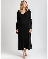 Pietro Brunelli Maternity Viscose Knit Side Slits Maxi Tulip Cardigan