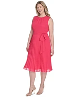 Jessica Howard Plus Belted Pleated Midi Dress