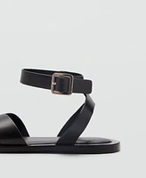 Mango Women's Buckle Strap Leather Sandals