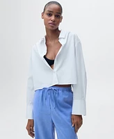 Mango Women's Straight Linen-Blend Trousers Pants