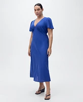Mango Women's Floral Linen-Blend Dress
