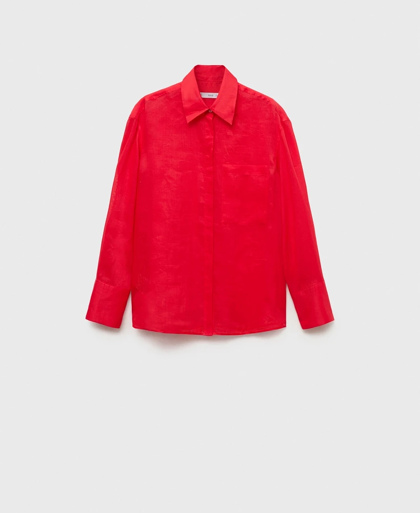 Mango Women's Regular Ramie Shirt