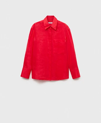 Mango Women's Regular Ramie Shirt