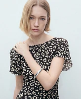 Mango Women's Frayed Ends Leopard Print Dress