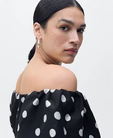 Mango Women's Strapless Polka Dot Dress