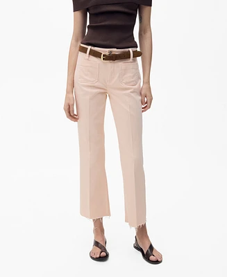 Mango Women's Pocketed Flared Cropped Jeans