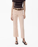 Mango Women's Pocketed Flared Cropped Jeans