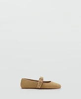 Mango Women's Buckle Strap Cotton Shoes