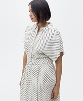 Mango Women's Belted Polka-Dot Dress