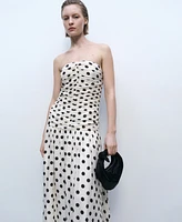 Mango Women's Draped Body Polka Dot Dress
