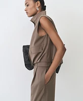 Mango Women's Pocketed Oversized Gilet Coat