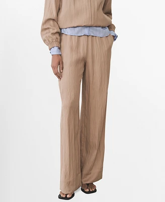 Mango Women's Straight Lyocell Texture Pants