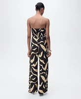 Mango Women's Printed Strapless Jumpsuit