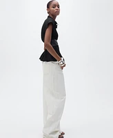 Mango Women's Short Sleeve Pleated Shirt