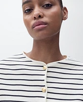 Mango Women's Short Sleeve Striped Cardigan Sweater