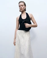 Mango Women's Textured Flared Skirt
