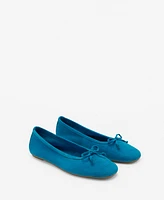 Mango Women's Bow Suede Ballerinas Shoes