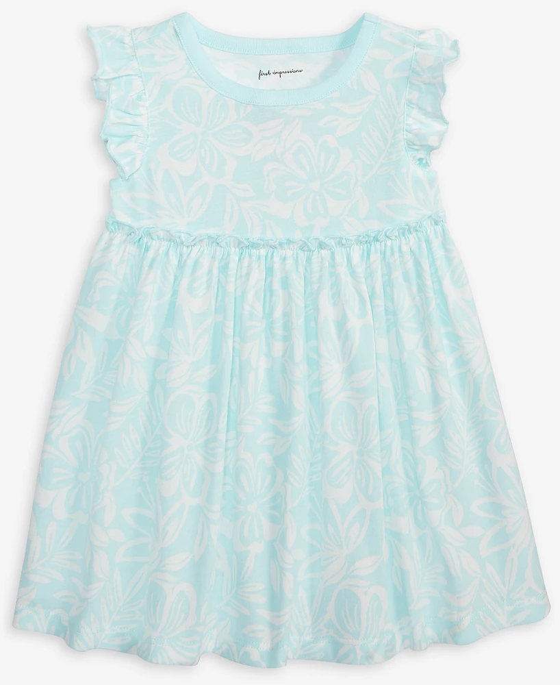 First Impressions Baby Girls Tonal Tropical-Print Flutter-Sleeve Dress, Exclusively at Macy's