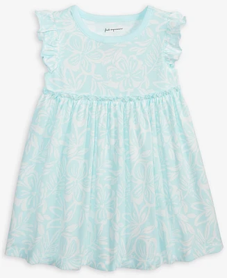 First Impressions Baby Girls Tonal Tropical-Print Flutter-Sleeve Dress, Exclusively at Macy's