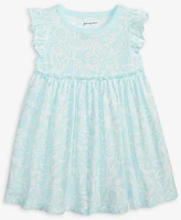 First Impressions Baby Girls Tonal Tropical-Print Flutter-Sleeve Dress, Exclusively at Macy's