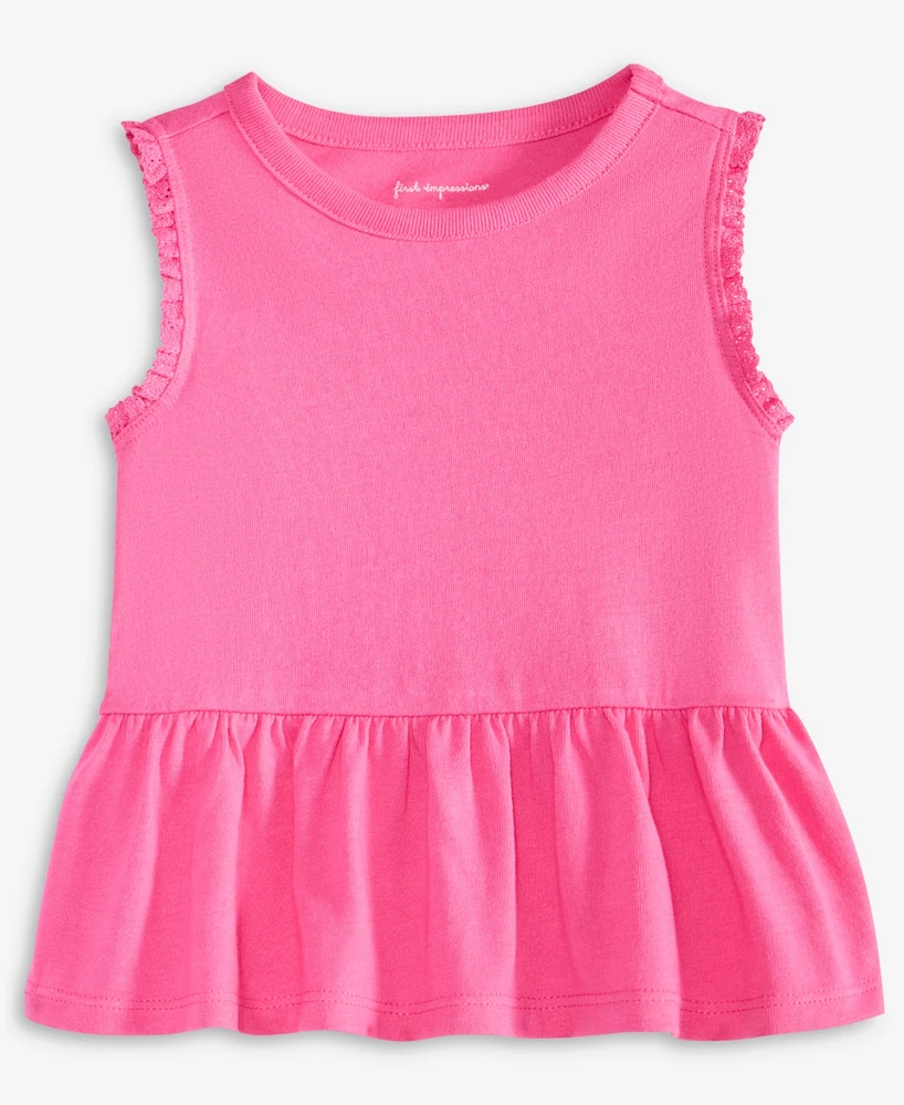 First Impressions Baby Girls Solid Rib Ruffled Tank Top, Exclusively at Macy's