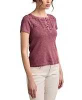 Lucky Brand Women's Cotton Cutwork Henley Tee