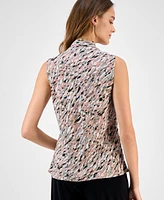 Kasper Women's Printed Tie-Neck Sleeveless Top, Regular & Petite