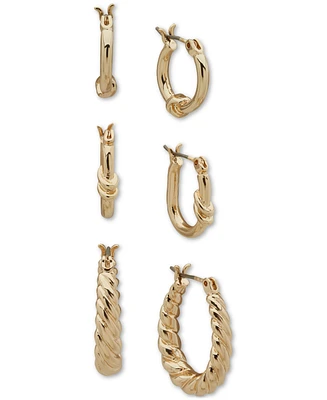 Anne Klein Gold-Tone 3-Pc. Set Twisted Hoop Earrings
