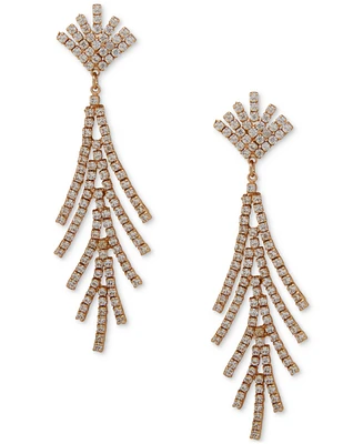 Anne Klein Gold-Tone Pave Fan Motif Linear Drop Earrings