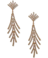 Anne Klein Gold-Tone Pave Fan Motif Linear Drop Earrings