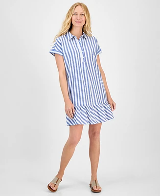 Style & Co Women's Striped Cotton Short-Sleeve Shirtdress, Exclusively at Macy's