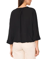 Vince Camuto Women's V-Neck Pleated-Front-Panel 3/4-Sleeve Top