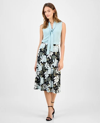 Kasper Women's Printed Pull-On Midi Skirt