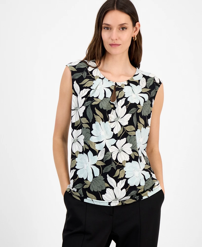 Kasper Women's Printed Keyhole Sleeveless Top, Regular & Petite