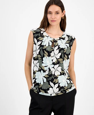 Kasper Women's Printed Keyhole Sleeveless Top, Regular & Petite