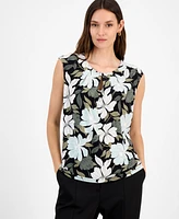 Kasper Women's Printed Keyhole Sleeveless Top, Regular & Petite