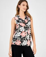 Kasper Women's Printed Cowlneck Sleeveless Top