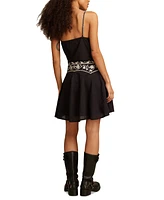 Lucky Brand Women's Cotton Embroidered Strappy Minidress