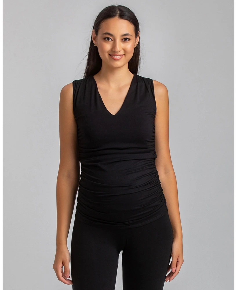 Pietro Brunelli Maternity Sleeveless Dolce Blouse with V-Neck and Side Ruching