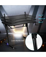 43.5 Inch Height Adjustable Gaming Desk with Blue Led Lights