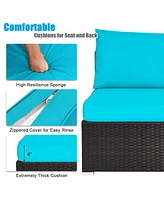 Gymax 6PCS Rattan Patio Sectional Sofa Set Outdoor Furniture Set w/ Cushions