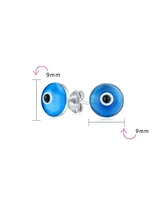 Bling Jewelry Set of 2 Spiritual Protection Evil Eye Stud Earrings Murano Glass Silver 9MM