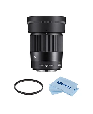 Sigma 30mm f/1.4 Dc Dn Contemporary Lens for Nikon Z Bundle with 52mm Multi Coated Uv Filter, Microfiber Cleaning Cloth