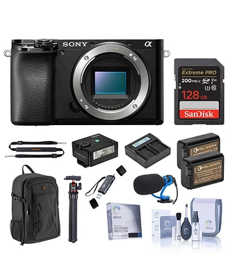 Sony Alpha a6100 Mirrorless Camera, Bundle with iM30 Mini Flash, Mt-11 Tripod, 128GB Sdxc Memory Card, 2x Np-FW50 Battery and Charger
