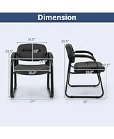 Waiting Room Chair Set of 2 Reception Chairs with Sled Base and Padded Arm Rest-Black